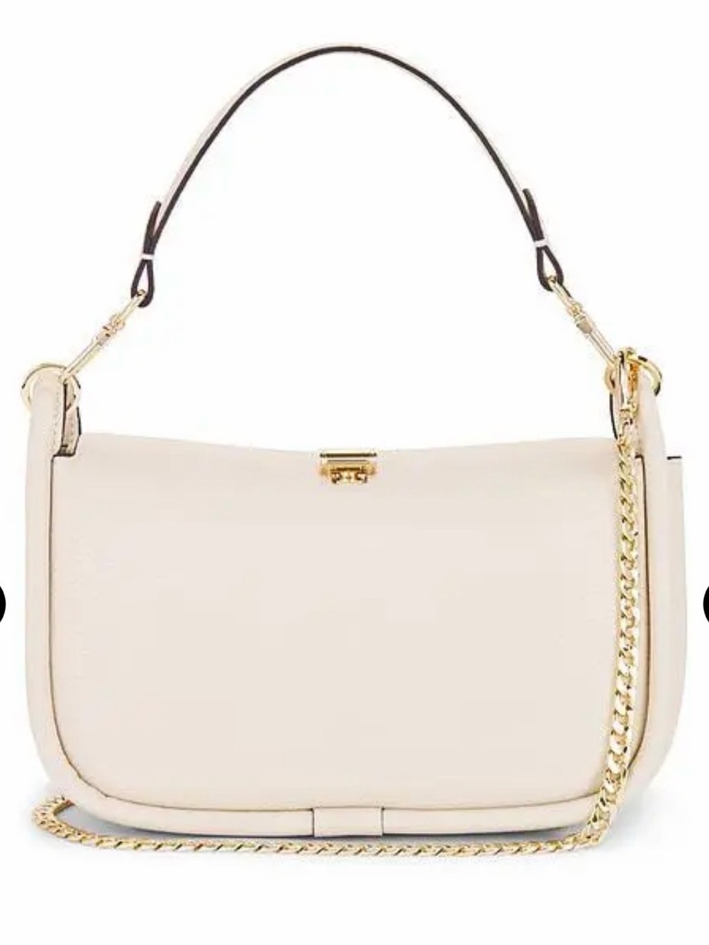 Verafied Elegant Cream Shoulder Bag with Gold Accent Hardware